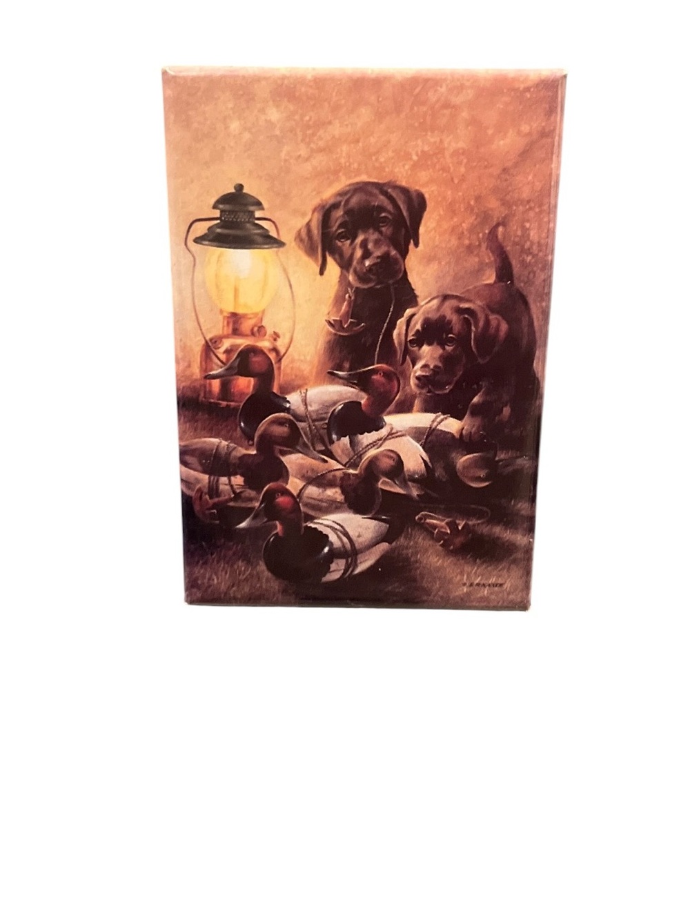 VTG “Cans O’ Chocolate” Lynn Katz Labrador Retrievers Duck Decoys Magnet 1996